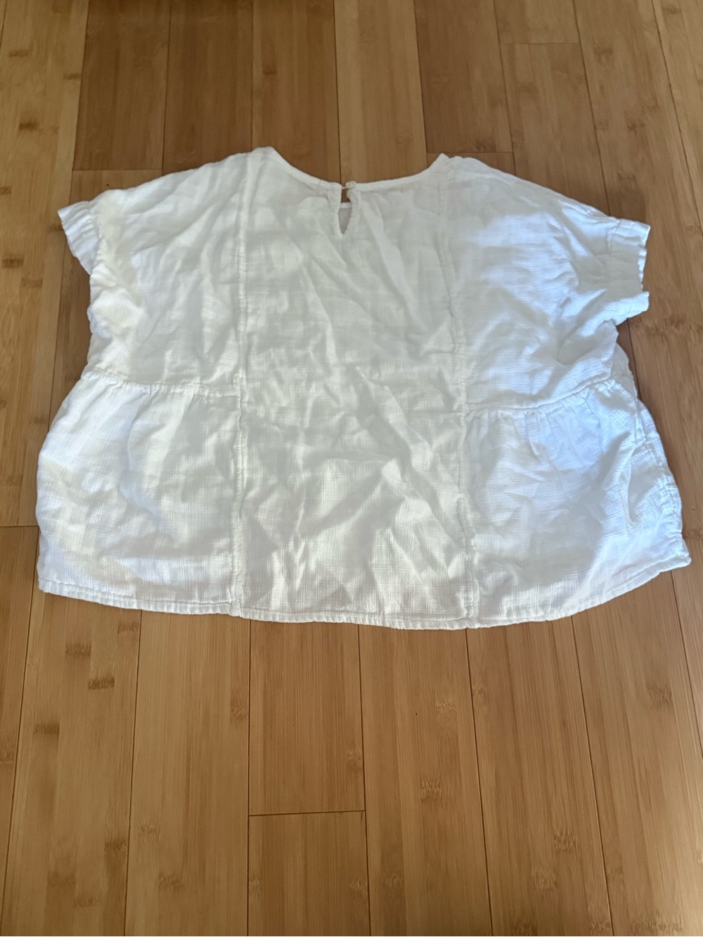 Madewell White Short-Sleeve Peplum Top - Lightweight Summer Shirt